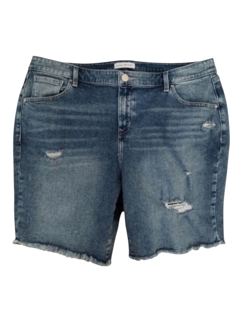 Lane Bryant Boyfriend Bermuda Denim Shorts Plus Size 16 Distressed Blue